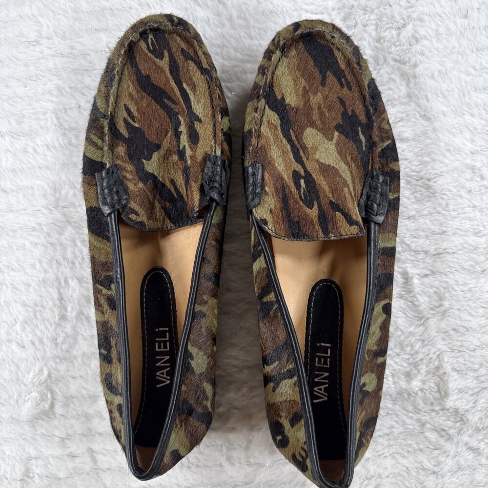 VANELi Albion Camo Print Genuine Calf Hair Driving Loafers Flats – Size 9.5 EUC